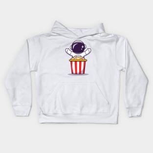 Cute Astronaut With Popcorn Kids Hoodie